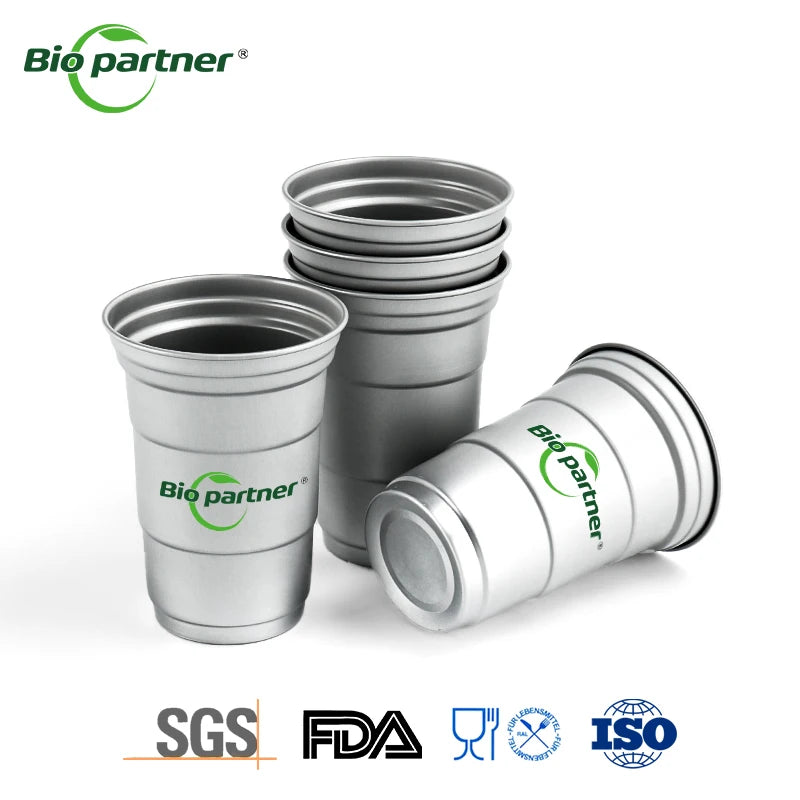 Festival Recyclable Custom Retail Dispos Aluminum Metal Tumbler Mug Party Drink Cold Drinking Wine Beer Cups Disposable